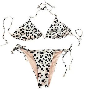 Beach Bunny Brown and Black Leopard Bikini Set  Top xl bottom S